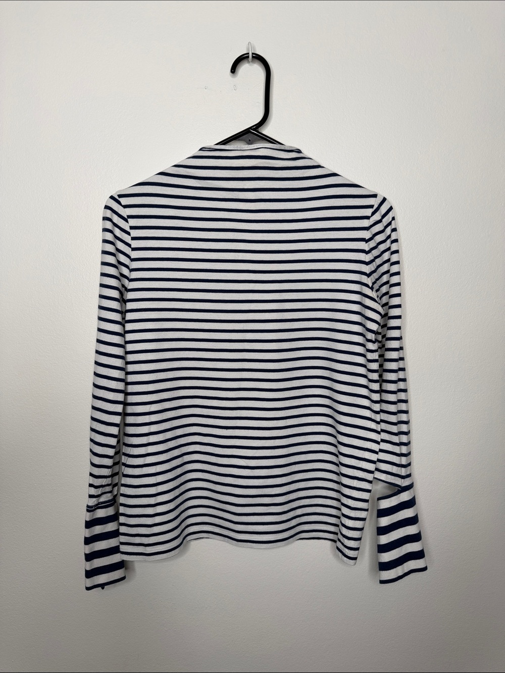 Topshop Navy and White Striped Long-Sleeve Tee